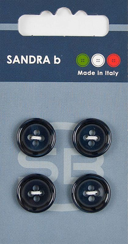 Пуговицы SANDRA 15 мм пластик 4 шт CARD113 синий