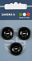 Пуговицы SANDRA 20.5 мм пластик 3 шт CARD167 черный